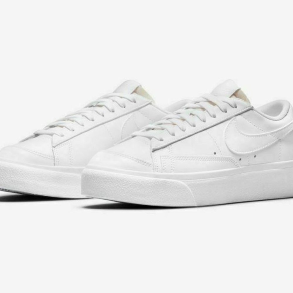 Nike Women's Blazer Low Platform 'Triple White' DJ0292-100 Leather 2021 6 - 12 - Picture 1 of 10